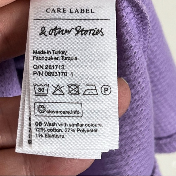 & OTHER STORIES Puff Sleeve Wrap Mini Dress Size XS Lavender Purple Ruffle - Picture 12 of 15